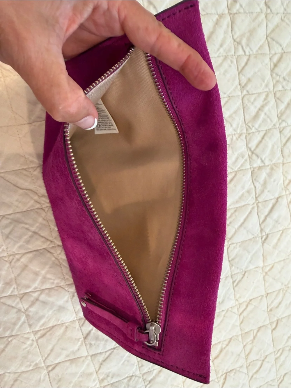 Suede clutch bag